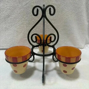 Southern Living at Home Gail Pittman Siena 3 Pots & Black Metal Stand - Planter